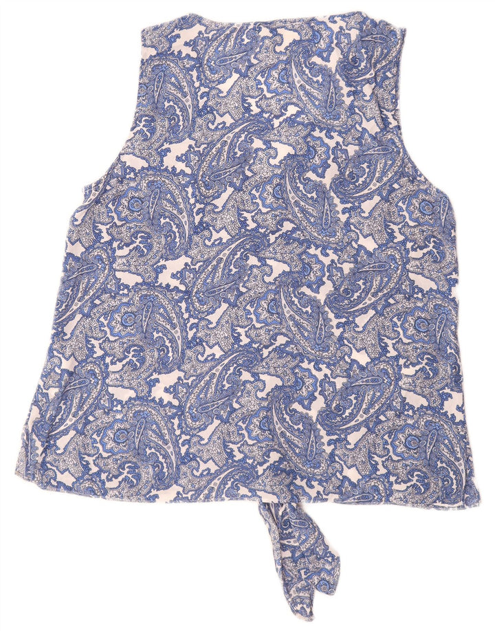 Blusa feminina sem mangas MICHAEL KORS Reino Unido 16 grande azul paisley