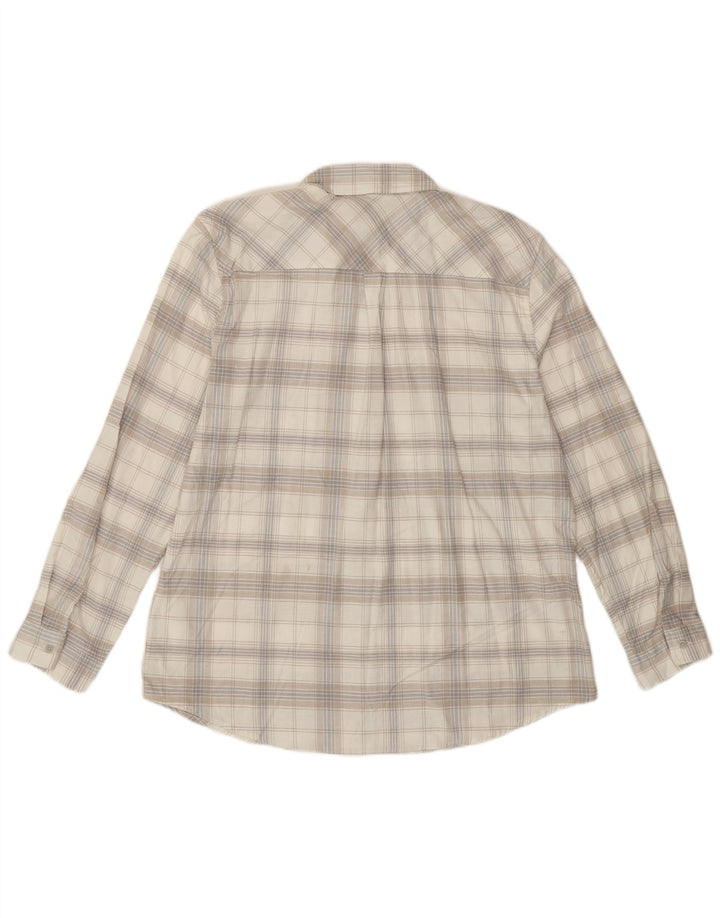 Camisa feminina de flanela Eddie Bauer UK 18 XL algodão xadrez branco