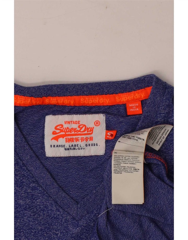 Camiseta masculina Superdry top pequeno algodão manchado azul