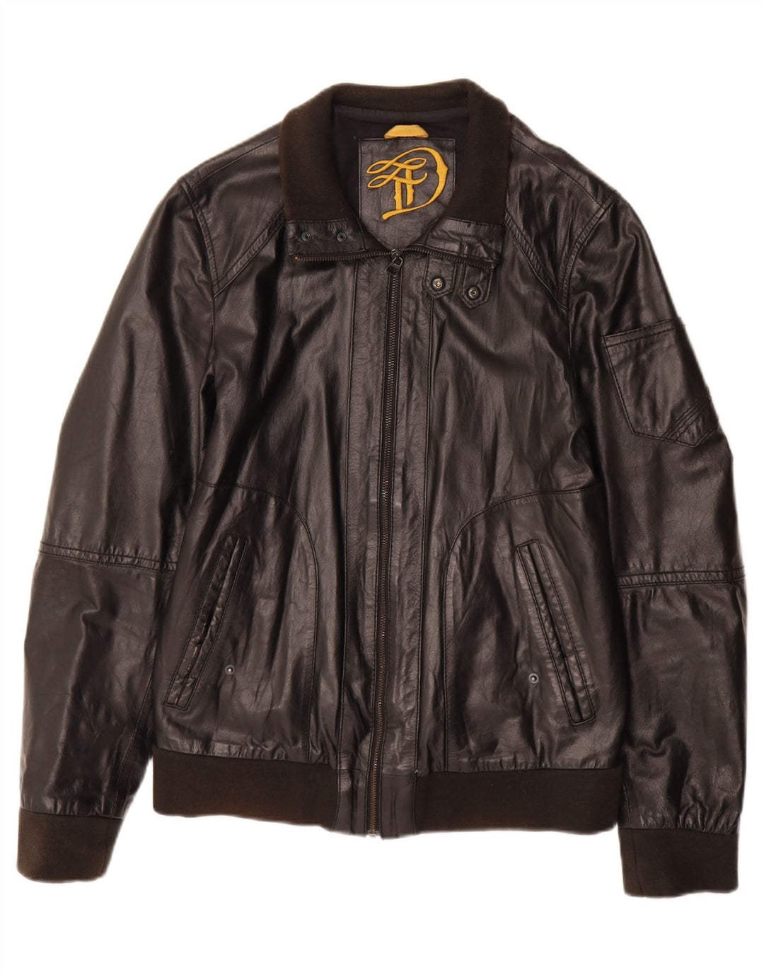 Jaqueta de couro masculina vintage UK 38 couro preto médio