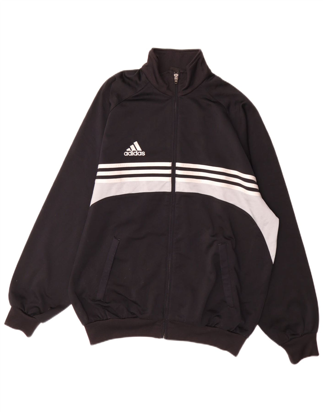 Adidas Mens Tracksuit Top Jacket UK 42/44 Grande Preto Colorblock Poliéster