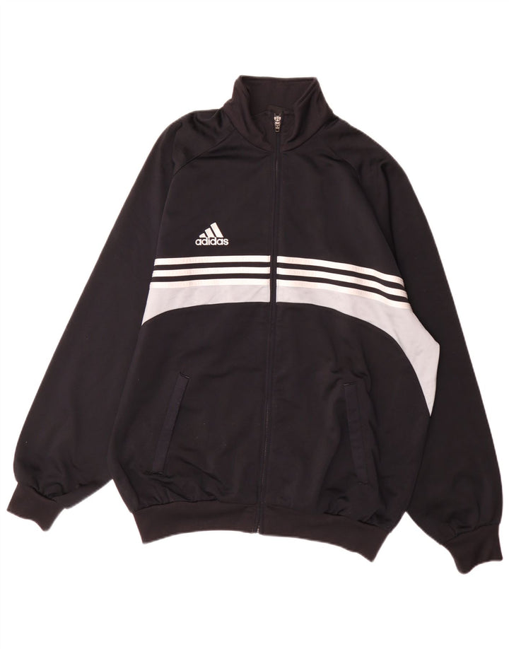 Adidas Mens Tracksuit Top Jacket UK 42/44 Grande Preto Colorblock Poliéster