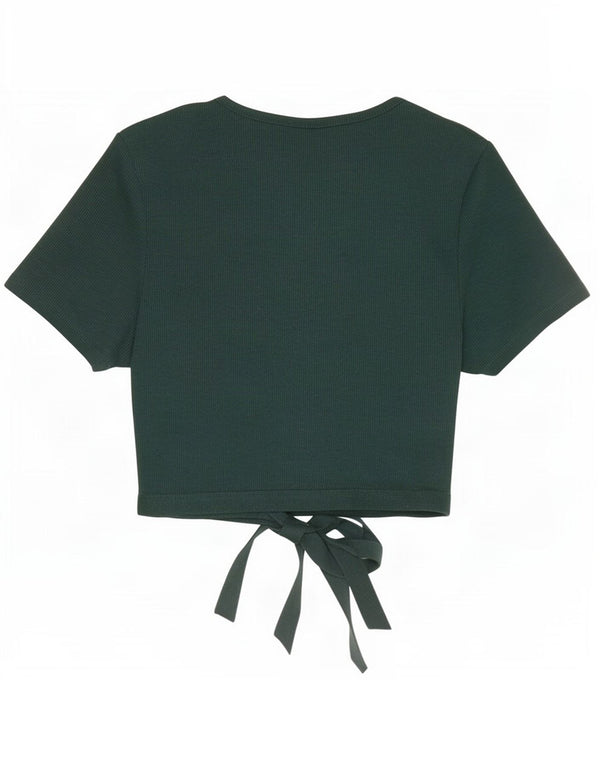 Zara Womens Crop Top UK 8 Pequeno Algodão Verde