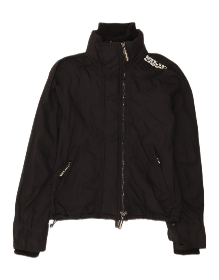 Jaqueta de chuva gráfica feminina Superdry Reino Unido 6 XS preto nylon