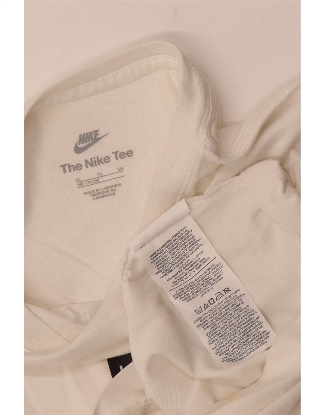 Camiseta gráfica masculina NIKE 13-14 anos XL branco algodão