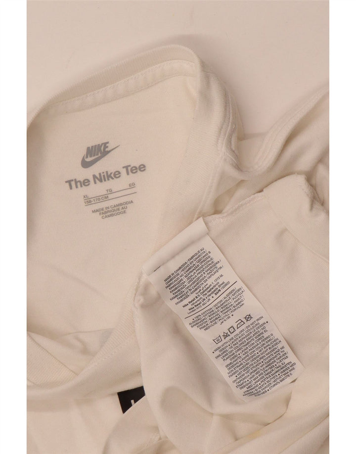 Camiseta gráfica masculina NIKE 13-14 anos XL branco algodão