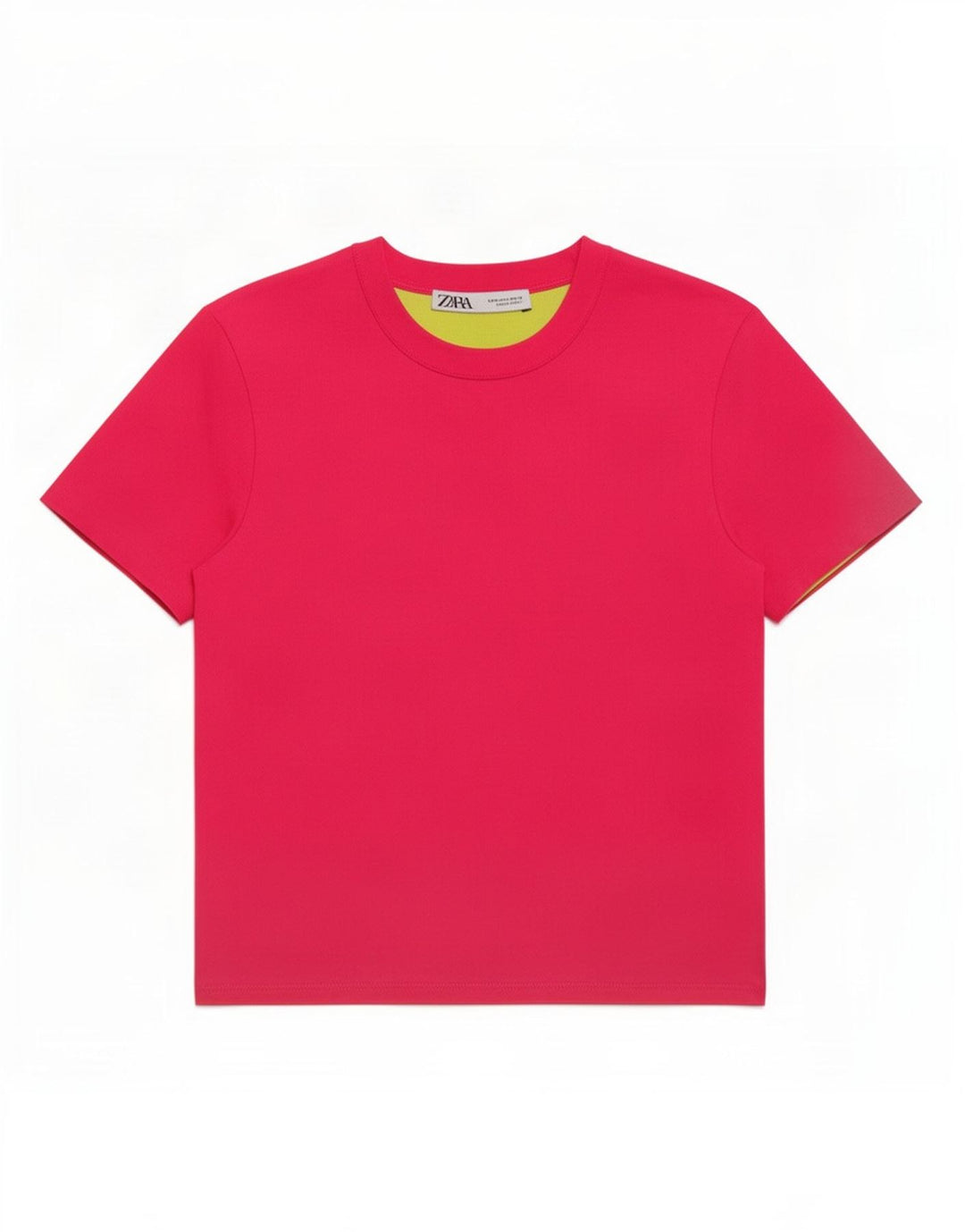 Camiseta feminina Zara Crop Top UK 12 poliéster rosa médio