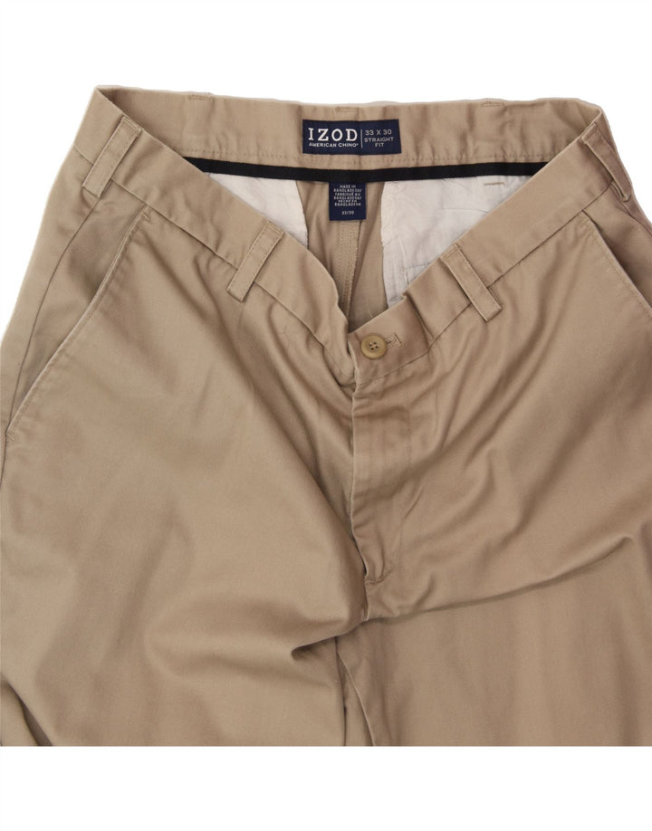 IZOD Mens Straight Chino Trousers W33 L30 Beige Cotton Vintage Izod and Second-Hand Izod from Messina Hembry 
