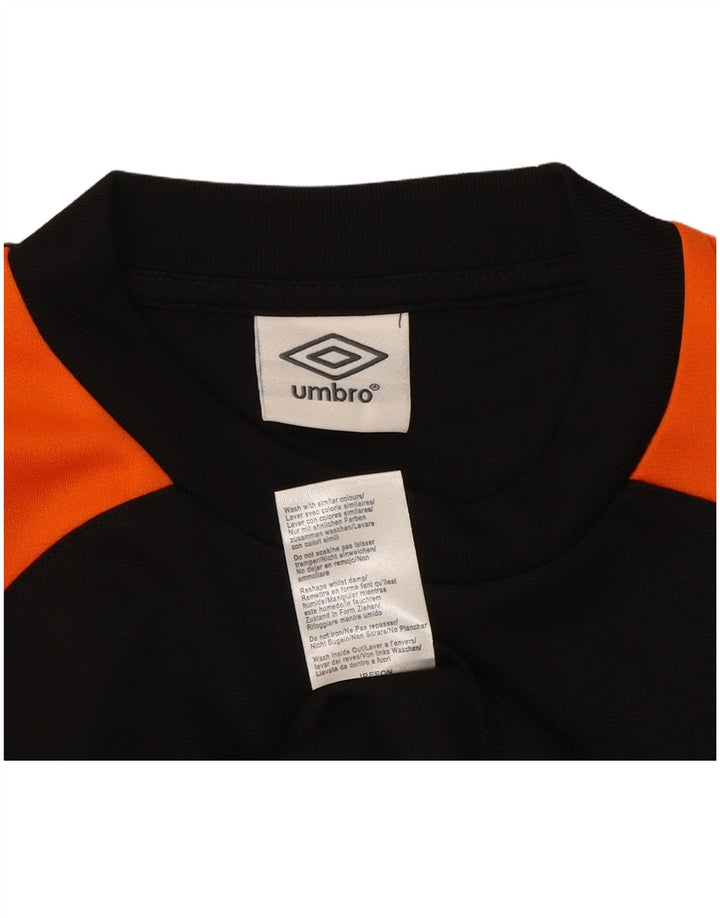 UMBRO Boys Graphic Top Long Sleeve 13-14 Years Large  Black Colourblock