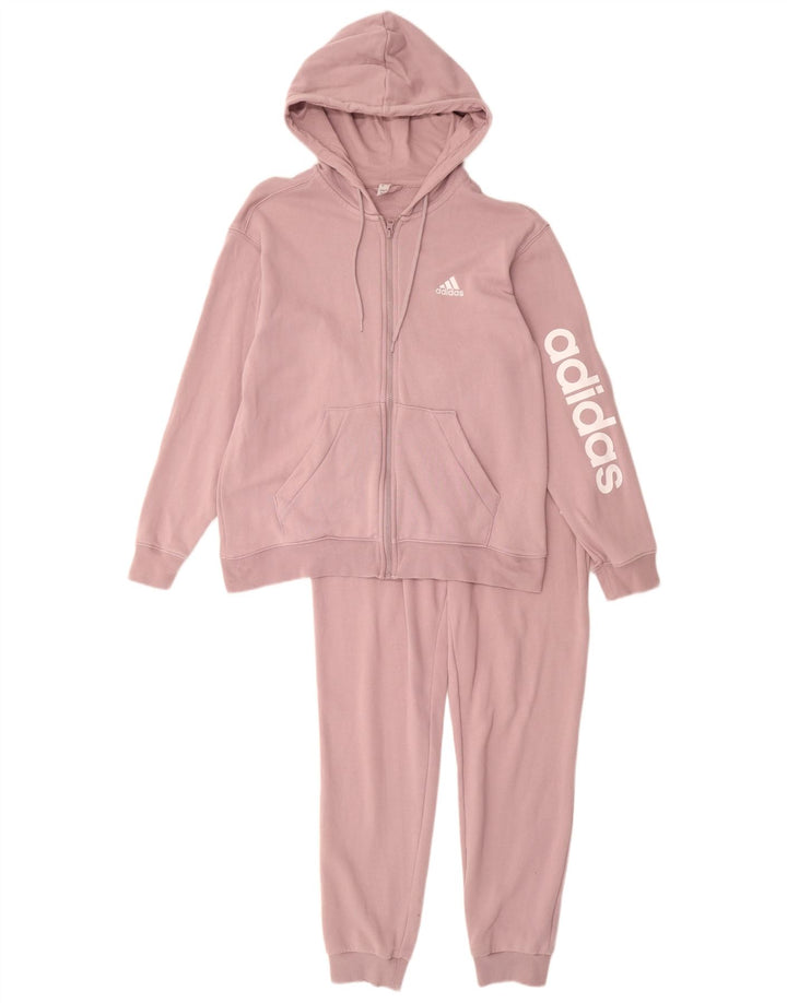 ADIDAS Womens Graphic Full Tracksuit UK 12/14 Médio Roxo Algodão