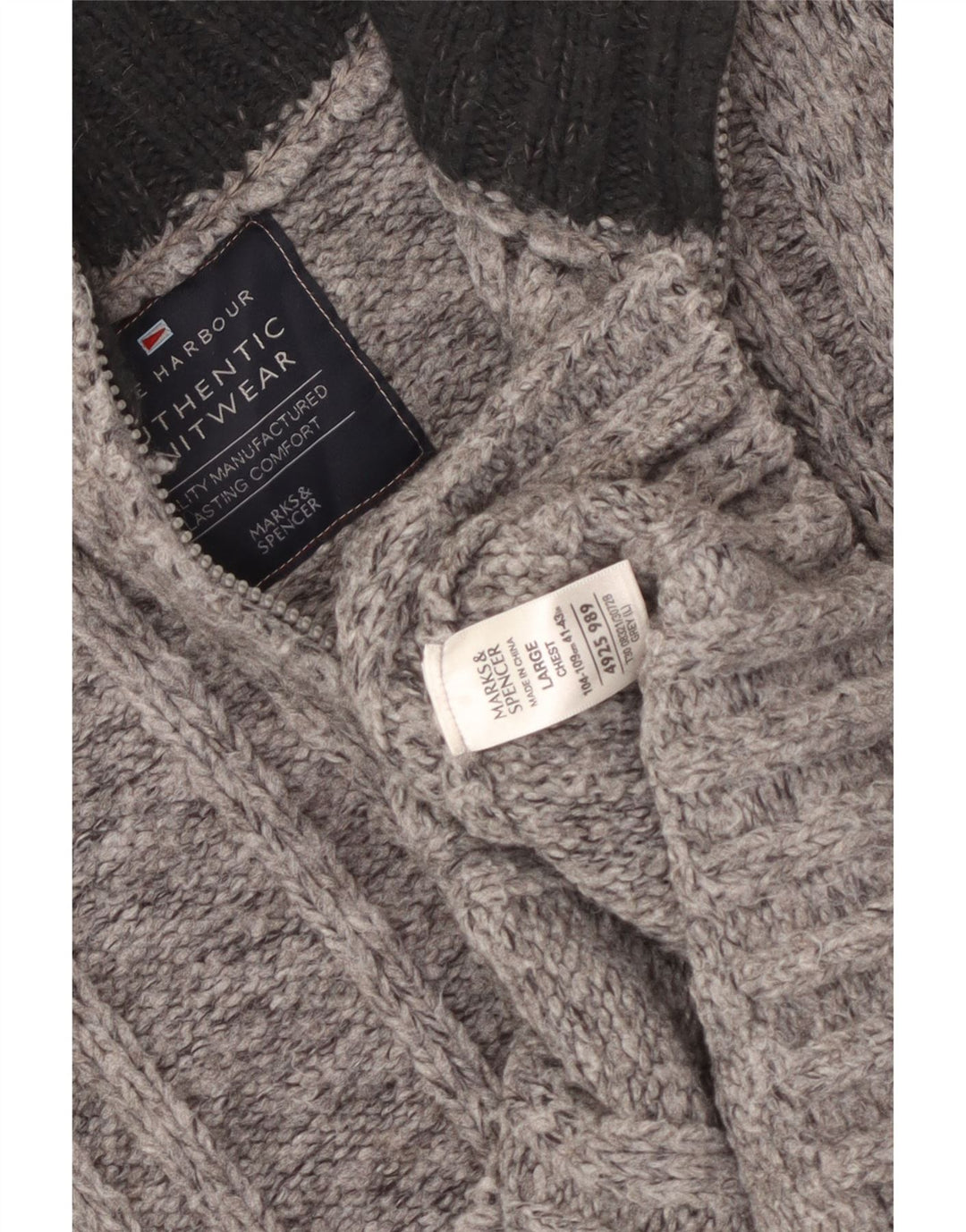 Suéter masculino MARKS & SPENCER com gola e zíper Reino Unido 41/43 grande cinza