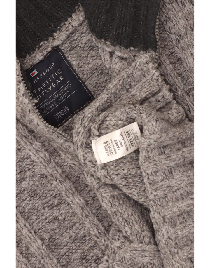 Suéter masculino MARKS & SPENCER com gola e zíper Reino Unido 41/43 grande cinza
