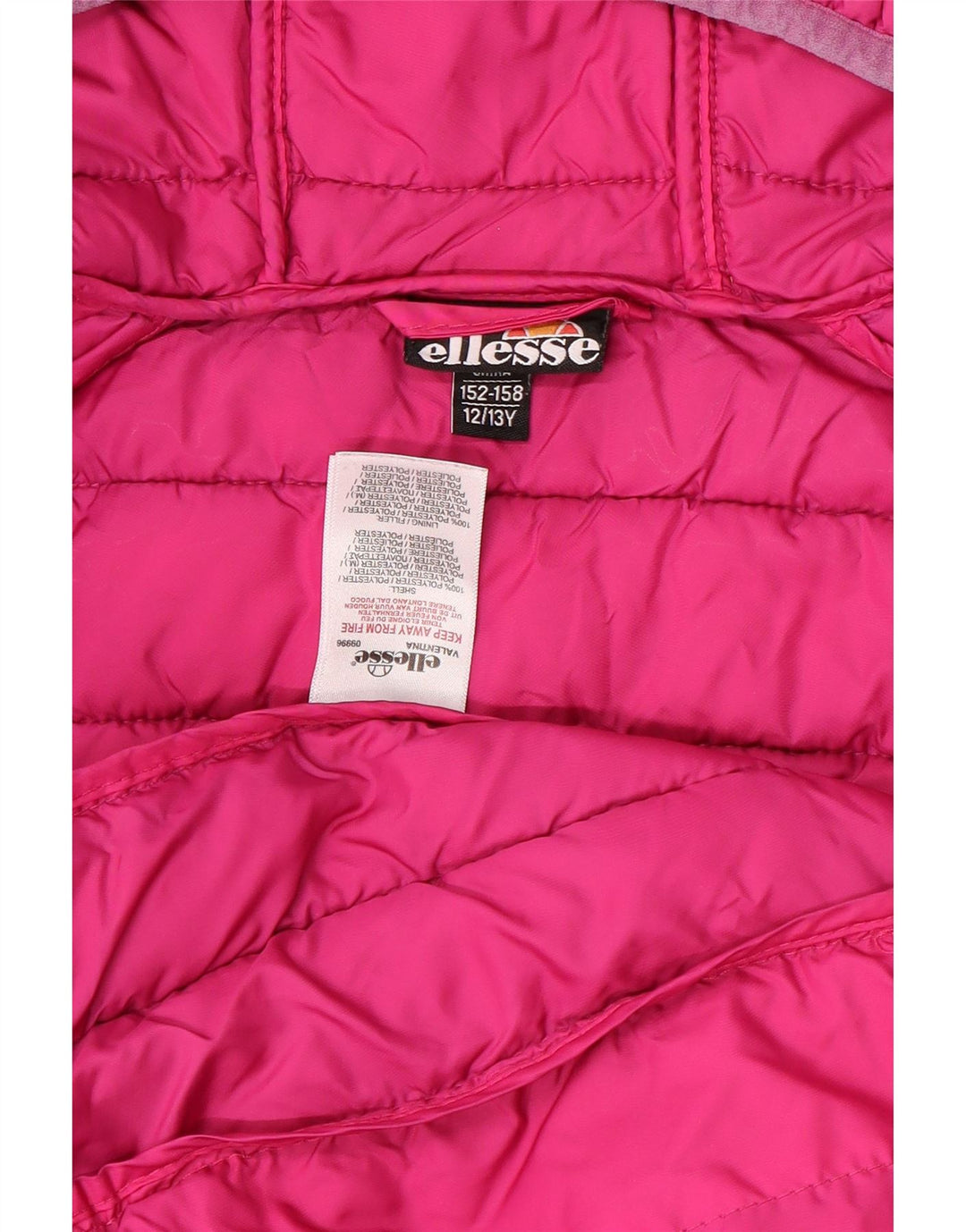 Jaqueta acolchoada com capuz Ellesse para meninas 12-13 anos poliéster rosa
