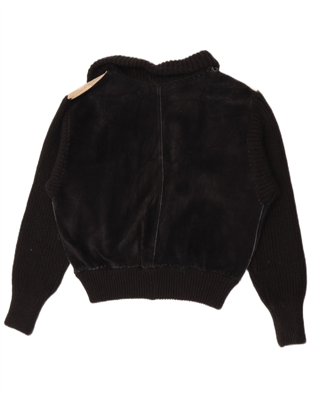 Jaqueta bomber feminina vintage de camurça UK 16 grande bloco colorido preto