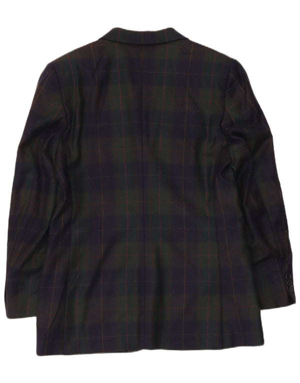Jaqueta blazer vintage feminina com 3 botões Reino Unido 14 xadrez médio multicolorido