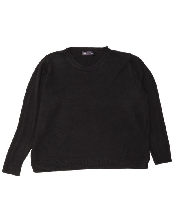 Suéter feminino Marks & Spencer com ajuste regular e gola redonda Reino Unido 22 2XL preto