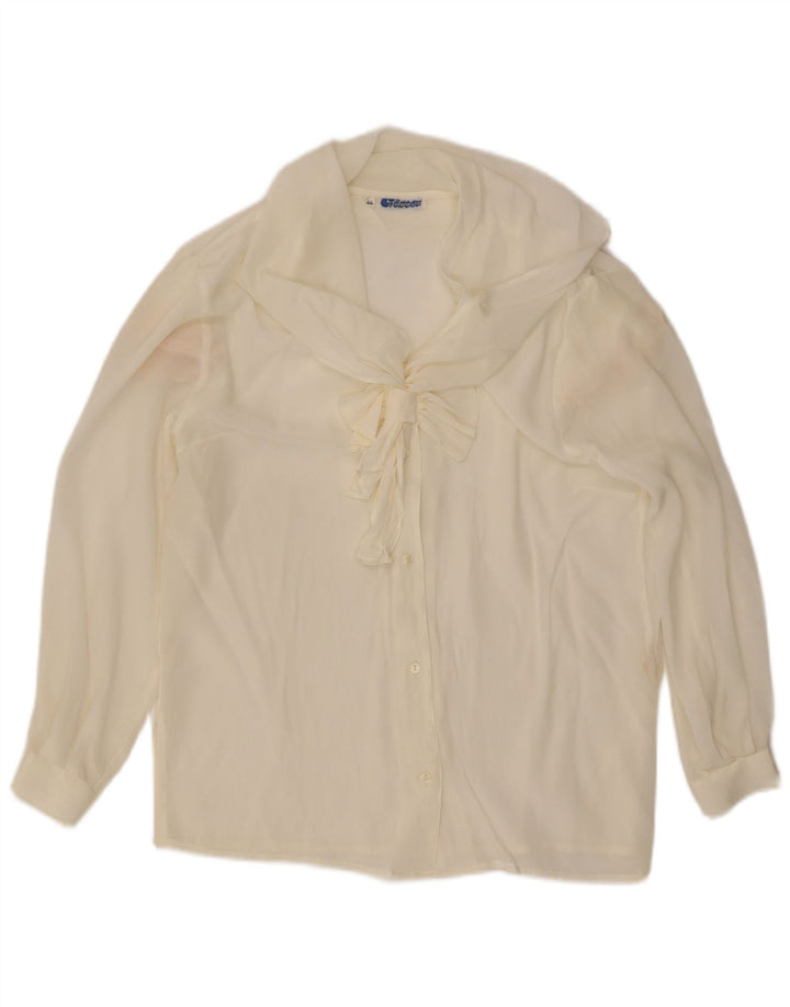 Blusa feminina Lebole com gravata frontal IT 44 seda branca média