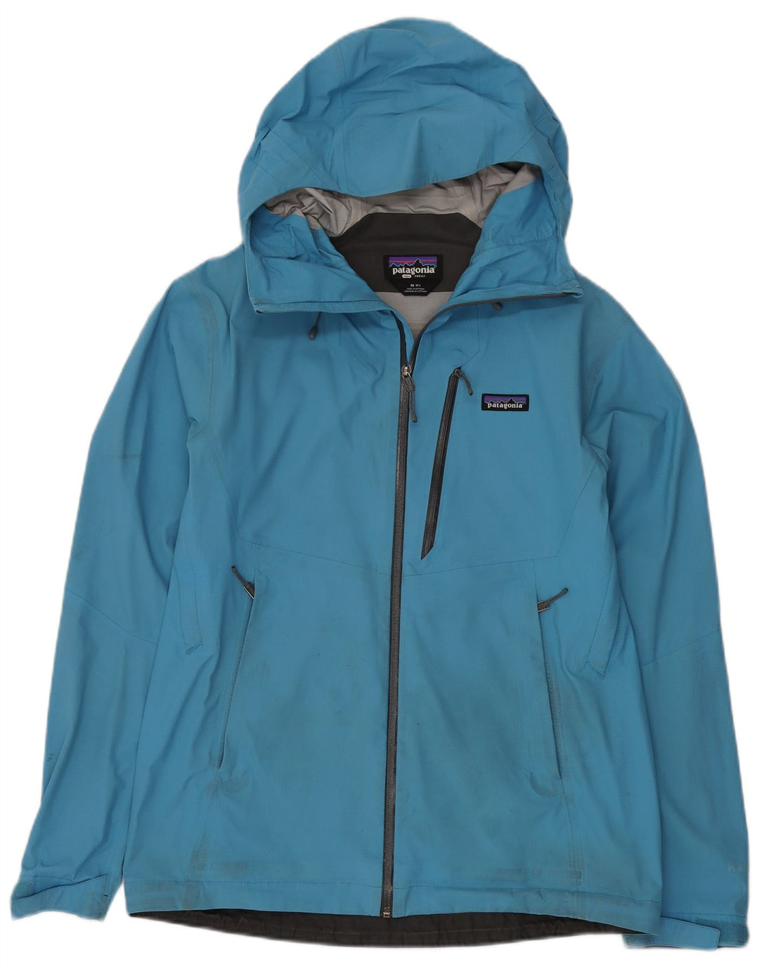 Jaqueta de chuva masculina Patagonia com capuz UK 38 nylon azul médio