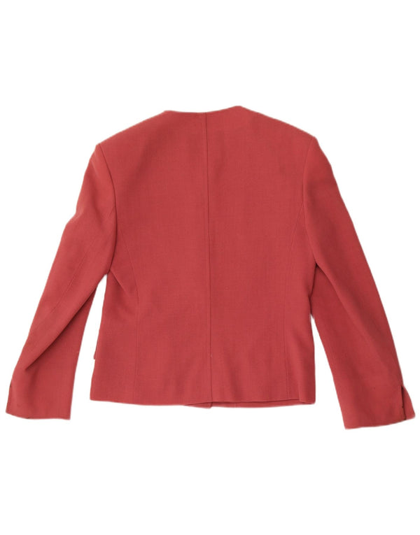 Jaqueta blazer feminina Jaeger com 4 botões Reino Unido 8 pequena lã rosa