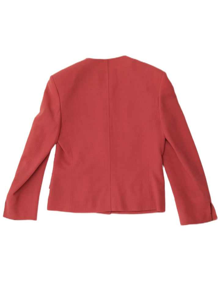 Jaqueta blazer feminina Jaeger com 4 botões Reino Unido 8 pequena lã rosa