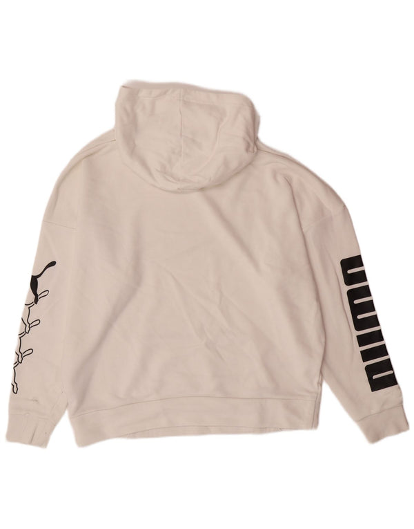PUMA feminino oversized gráfico moletom com capuz Reino Unido 10 pequeno algodão branco