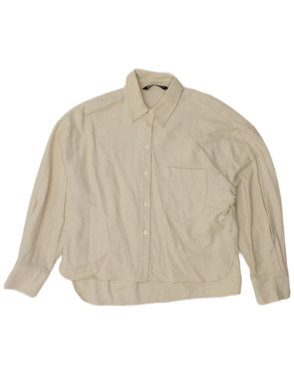 Camisa oversized feminina Zara UK 6 XS algodão branco