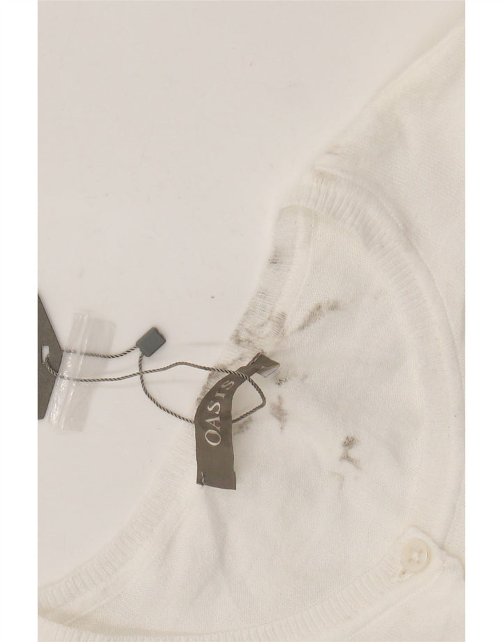 Oasis Womens Crop Bolero Jumper UK 12 Médio Algodão Branco