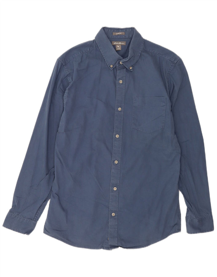 Camisa masculina Eddie Bauer Classic Fit algodão azul médio