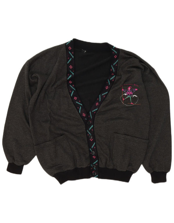 Suéter Cardigan Masculino Vintage XL Cinza Geométrico