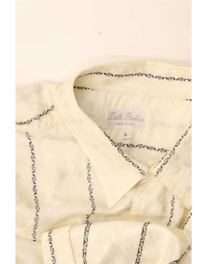 Camisa masculina vintage grande listrada bege