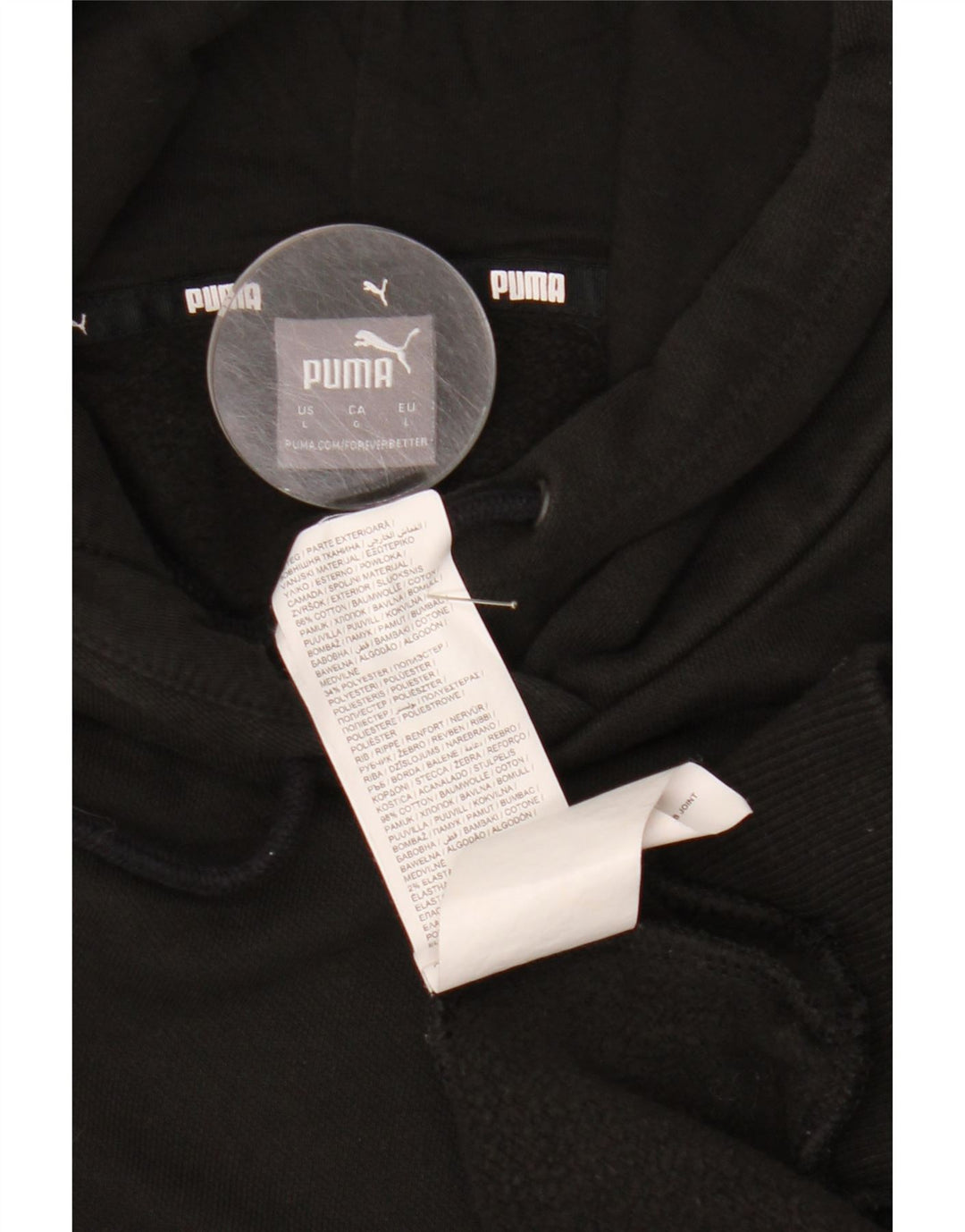 Puma Mens Hoodie Jumper Grande Algodão Preto