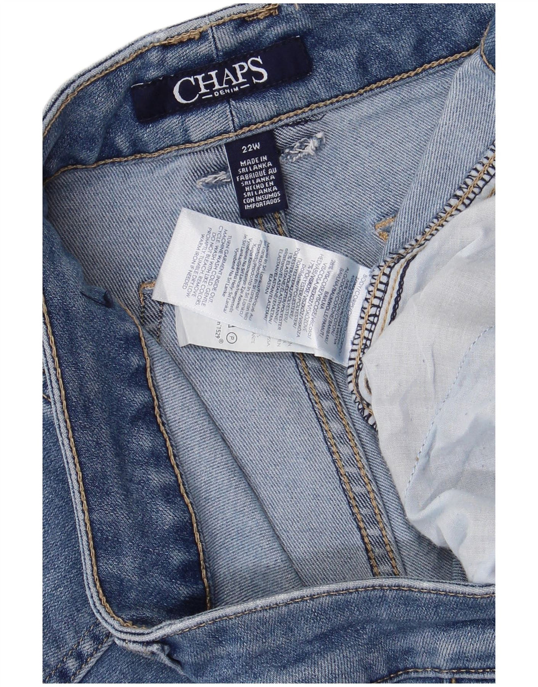Calça Jeans Capri Feminina Chaps US 22 3XL W44 L21 Azul Algodão