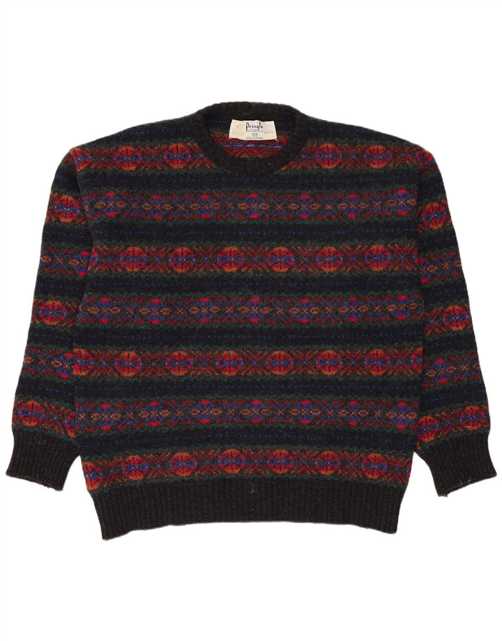 Suéter masculino Pringle com gola redonda tamanho 42 grande multicolorido Fair Isle