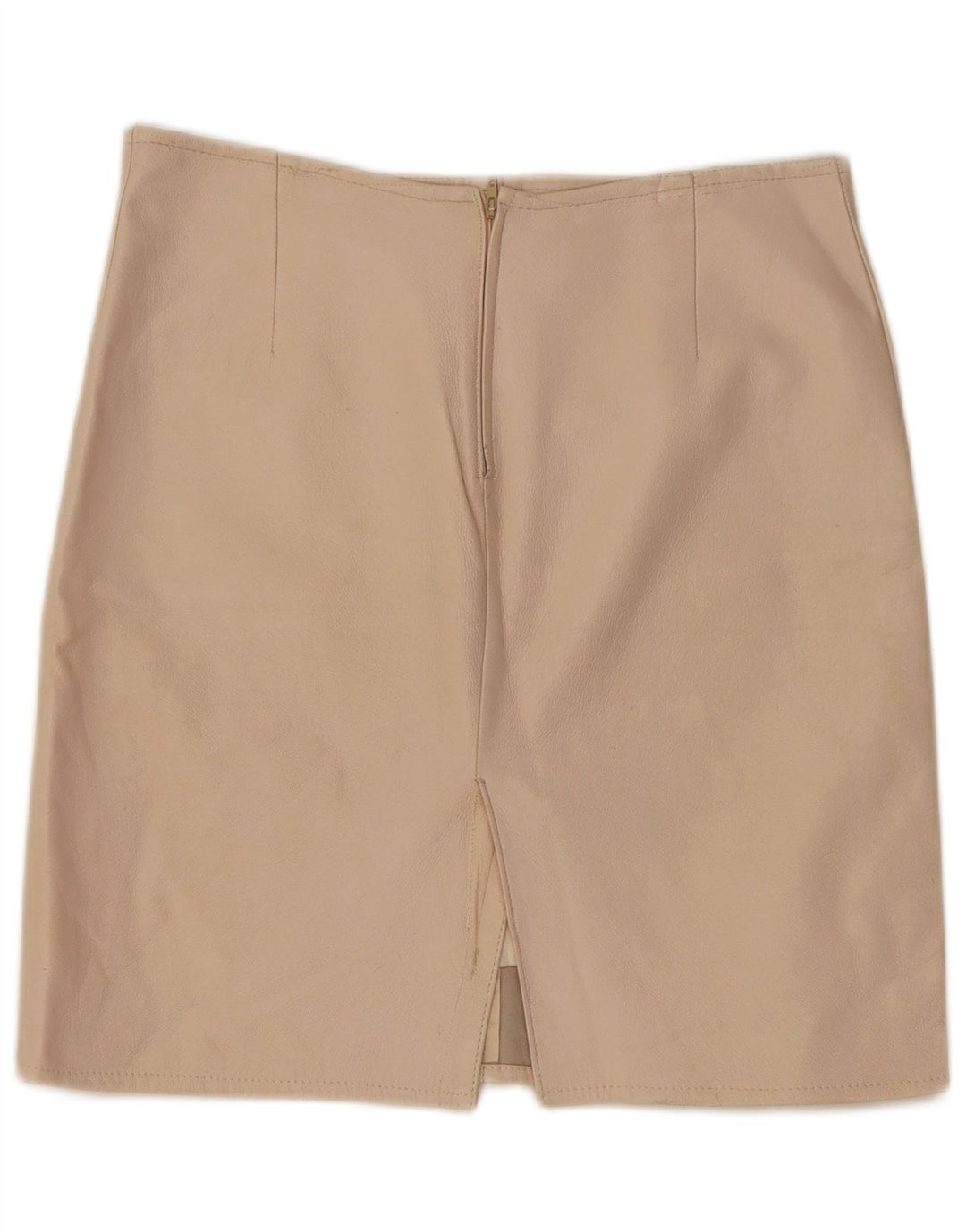 Saia de couro feminina vintage W30 médio bege