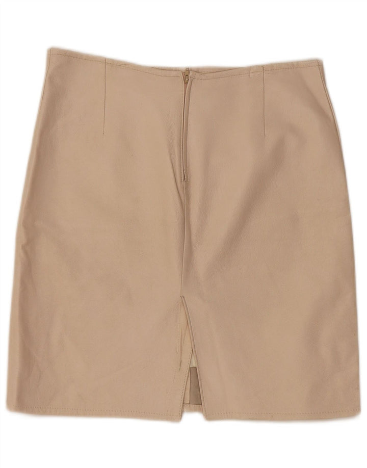 Saia de couro feminina vintage W30 médio bege
