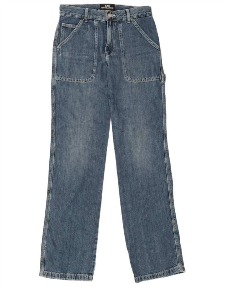 Zara Carpenter Straight Jeans Feminino EU 38 Pequeno W28 L34 Azul