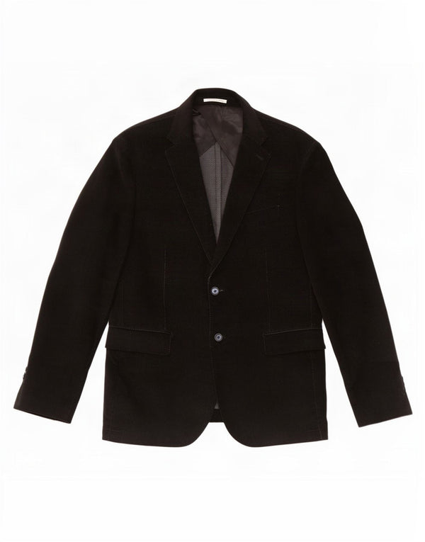 Jaqueta blazer masculina Bottega Del Sarto com 2 botões Reino Unido 44 2XL algodão preto