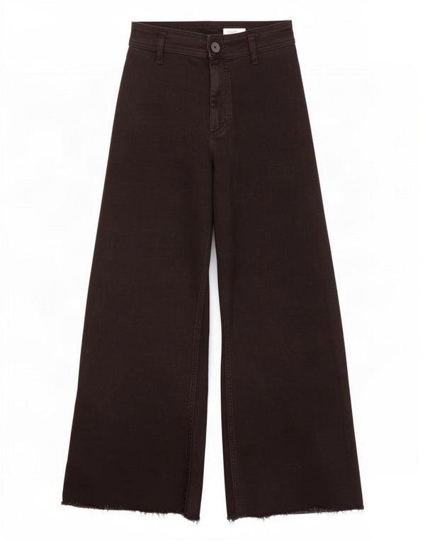 Zara Jeans feminino cintura alta com perna larga EU 36 XS W26 L29 algodão preto