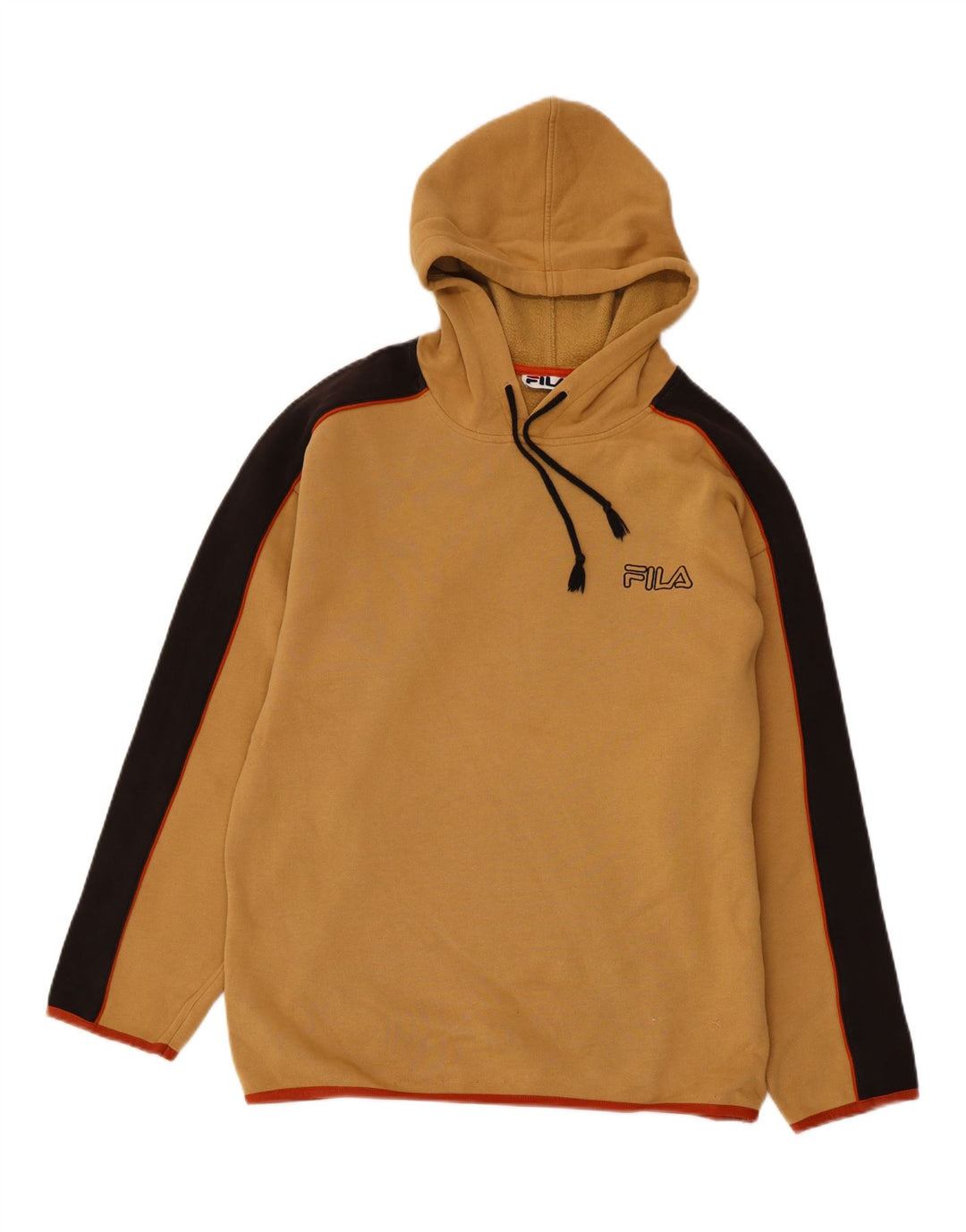 FILA moletom com capuz masculino médio bege algodão colorblock