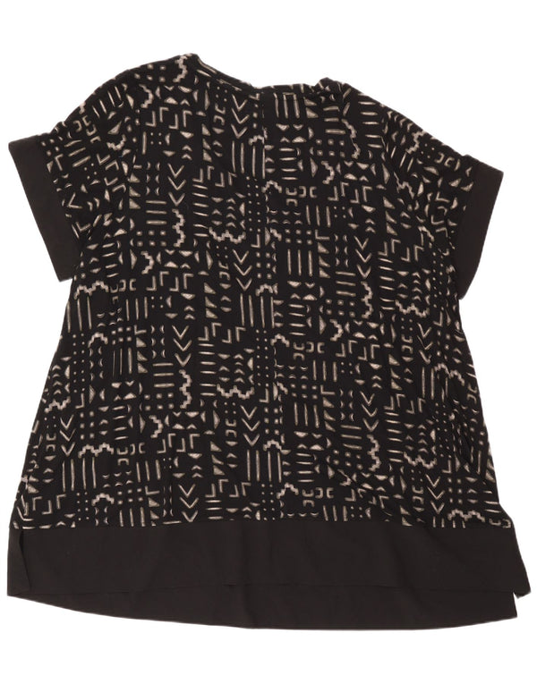 Vestido túnica feminino Marks & Spencer Reino Unido 24 4XL viscose geométrica preta