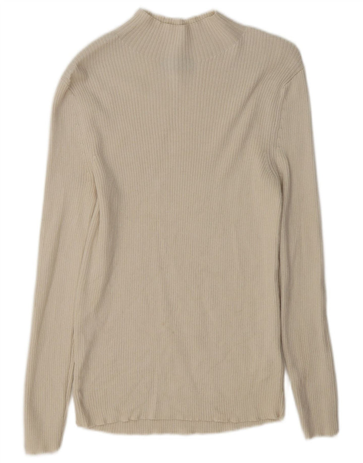 Suéter feminino Marks & Spencer com gola tartaruga Reino Unido 12 lã bege médio