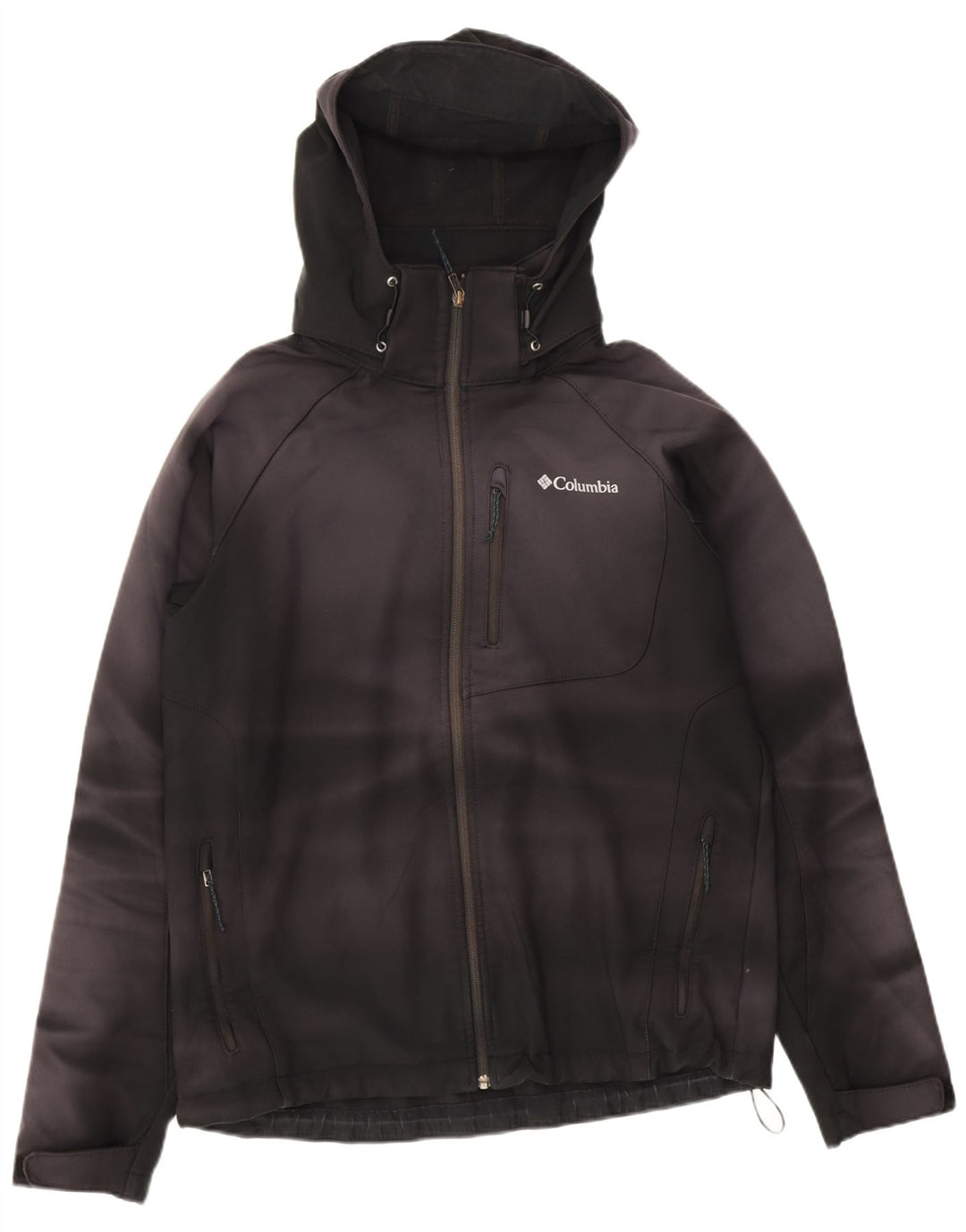 Jaqueta corta-vento masculina Columbia com capuz Reino Unido 40 grande poliéster preto tie-dye