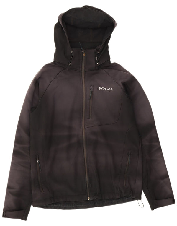 Jaqueta corta-vento masculina Columbia com capuz Reino Unido 40 grande poliéster preto tie-dye