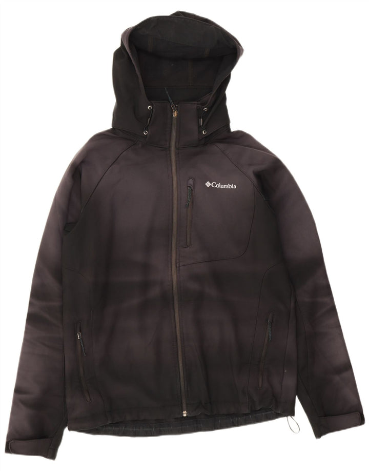 Jaqueta corta-vento masculina Columbia com capuz Reino Unido 40 grande poliéster preto tie-dye