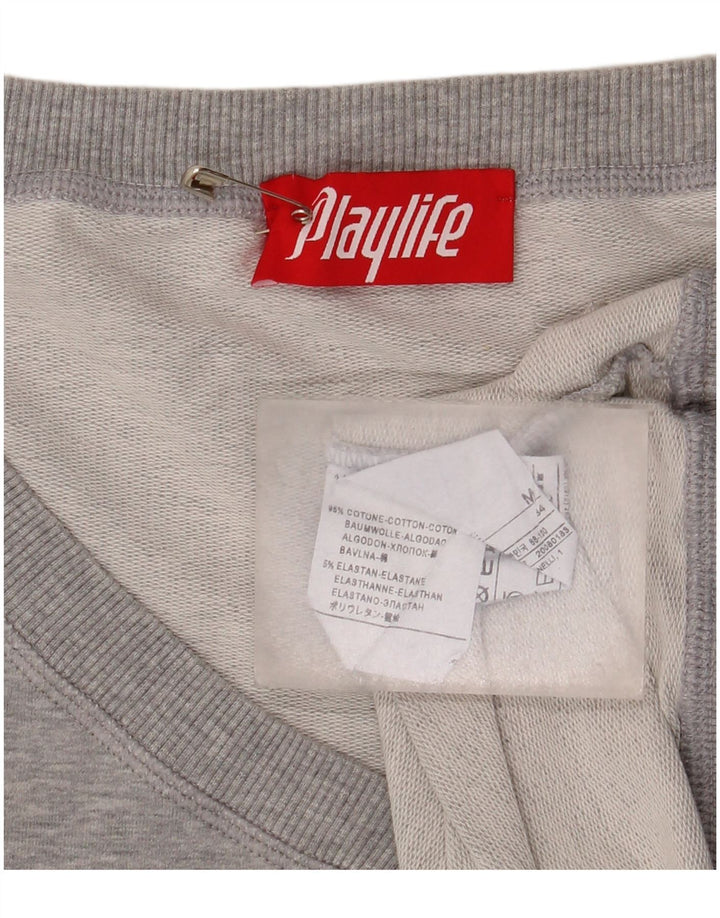 Playlife moletom feminino jumper UK 14 algodão cinza médio