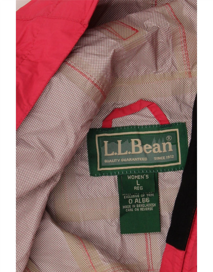 Jaqueta de chuva feminina com capuz L.L.Bean Reino Unido 16 grande nylon rosa