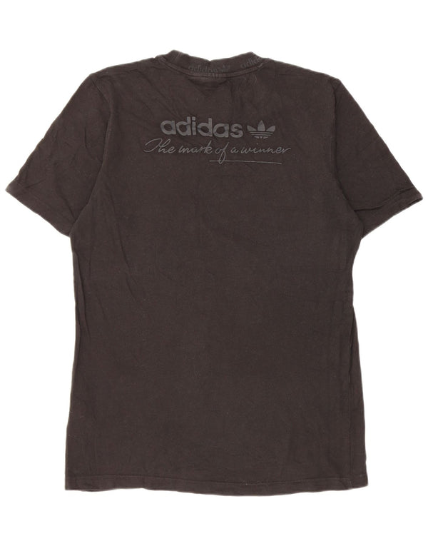 Adidas Mens Camiseta Top Pequeno Algodão Preto