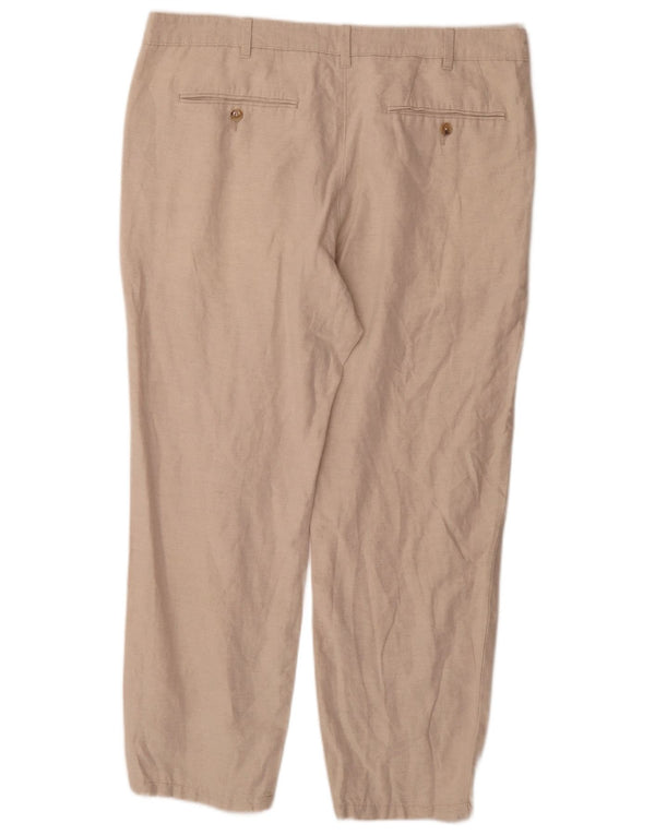 Calça chino reta masculina Marks & Spencer W38 L29 algodão bege