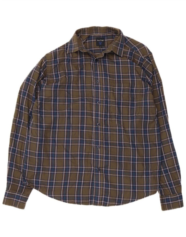Camisa masculina de flanela JAMES PRINGLE poliéster xadrez cáqui médio