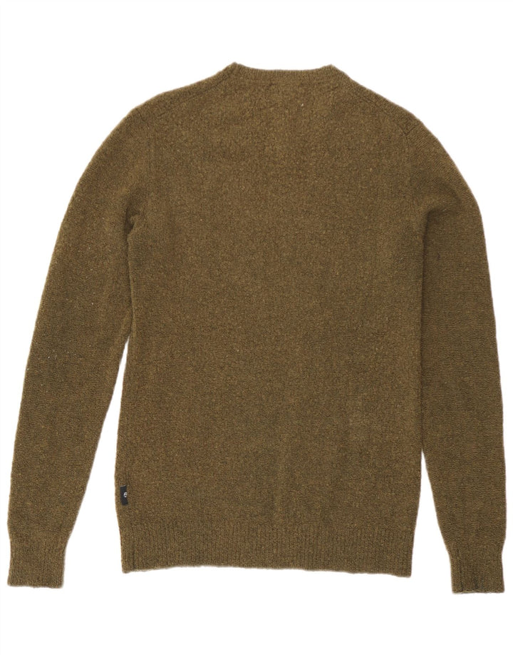 Suéter masculino Ted Baker com gola redonda e gola redonda, tamanho 2, lã cáqui pequena